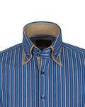 Luxury Double Collar Long Sleeved Striped Mens Shirt SL 5187 - Thumbnail