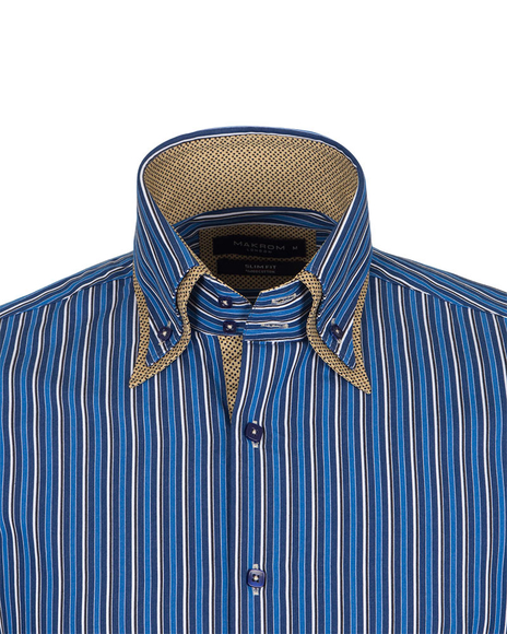 Luxury Double Collar Long Sleeved Striped Mens Shirt SL 5187