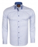 Luxury Double Collar Pale Dot Print Long Sleeved Mens Shirt SL 6549 - Thumbnail