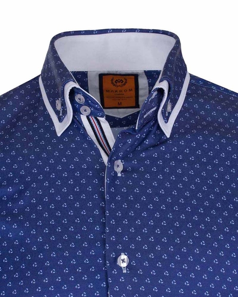 Luxury Double Collar Pale Dot Print Long Sleeved Mens Shirt SL 6549