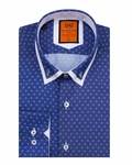 Luxury Double Collar Pale Dot Print Long Sleeved Mens Shirt SL 6549 - Thumbnail