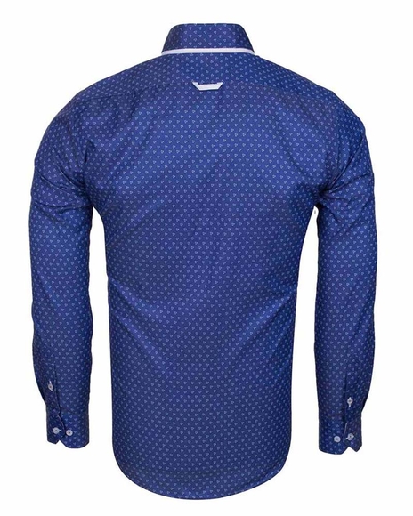 Luxury Double Collar Pale Dot Print Long Sleeved Mens Shirt SL 6549