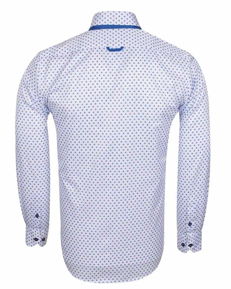 Luxury Double Collar Pale Dot Print Long Sleeved Mens Shirt SL 6549