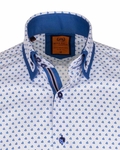 Luxury Double Collar Pale Dot Print Long Sleeved Mens Shirt SL 6549 - Thumbnail