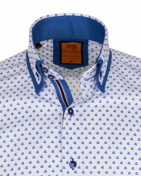 Luxury Double Collar Pale Dot Print Long Sleeved Mens Shirt SL 6549