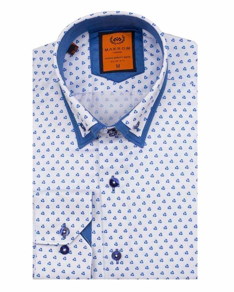 Luxury Double Collar Pale Dot Print Long Sleeved Mens Shirt SL 6549
