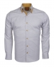 Luxury Double Collar Plain Long Sleeved Mens Shirt with Inside Details SL 5514 - Thumbnail