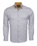 Luxury Double Collar Plain Long Sleeved Mens Shirt with Inside Details SL 5514 - Thumbnail