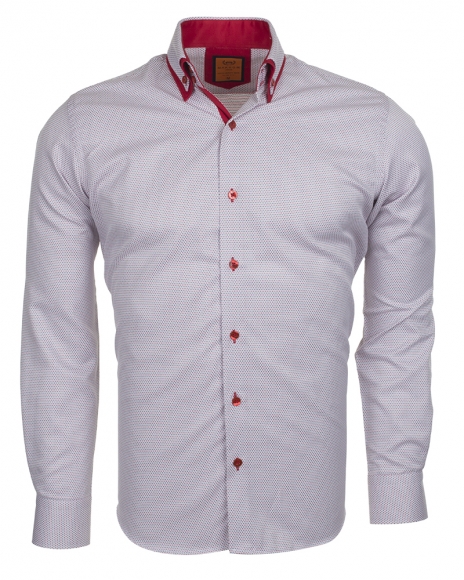 Luxury Double Collar Plain Long Sleeved Mens Shirt with Inside Details SL 5514