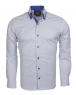 Luxury Double Collar Plain Long Sleeved Mens Shirt with Inside Details SL 5514 - Thumbnail