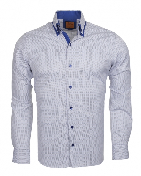 Luxury Double Collar Plain Long Sleeved Mens Shirt with Inside Details SL 5514