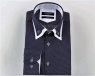 Luxury Double Collar Plain Long Sleeved Mens Shirt with Inside Details SL 5514 - Thumbnail