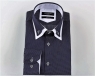 Luxury Double Collar Plain Long Sleeved Mens Shirt with Inside Details SL 5514 - Thumbnail