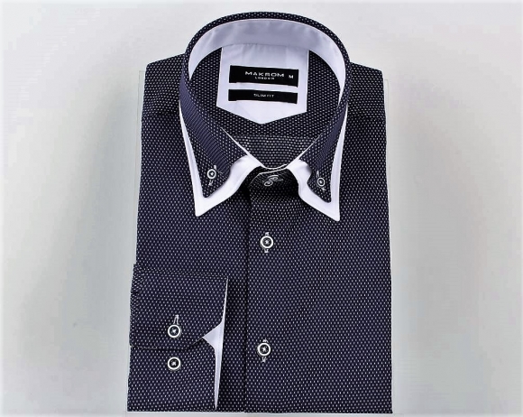 Luxury Double Collar Plain Long Sleeved Mens Shirt with Inside Details SL 5514