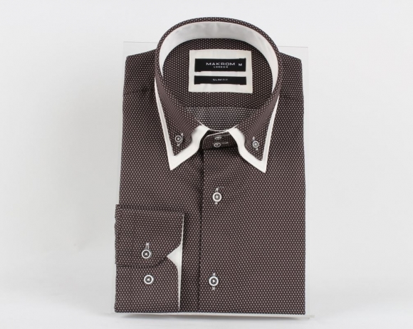 Luxury Double Collar Plain Long Sleeved Mens Shirt with Inside Details SL 5514