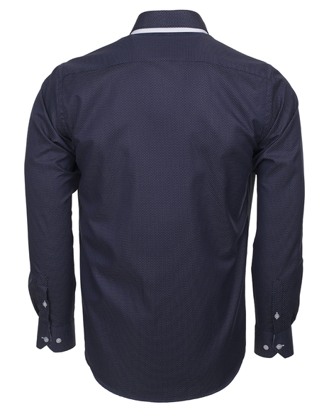 MAKROM - Luxury Double Collar Plain Long Sleeved Mens Shirt with Inside Details SL 5514 (1)