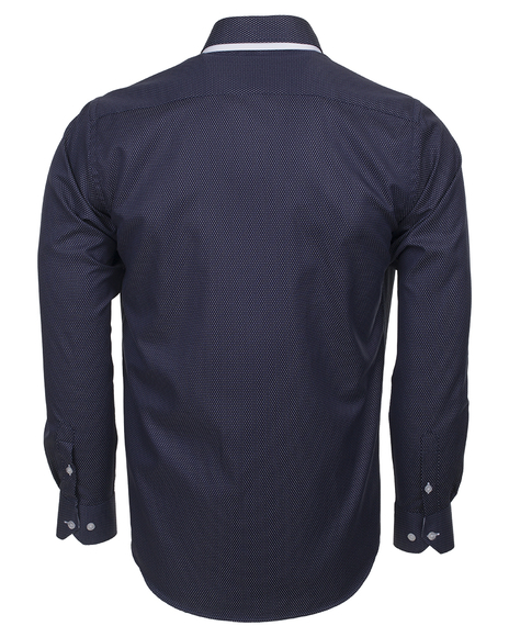 Luxury Double Collar Plain Long Sleeved Mens Shirt with Inside Details SL 5514