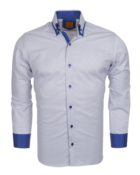 Luxury Double Collar Plain Long Sleeved Mens Shirt with Inside Details SL 5514