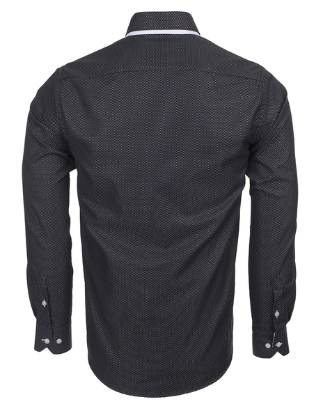 Luxury Double Collar Plain Long Sleeved Mens Shirt with Inside Details SL 5514