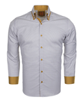 Luxury Double Collar Plain Long Sleeved Mens Shirt with Inside Details SL 5514 - Thumbnail