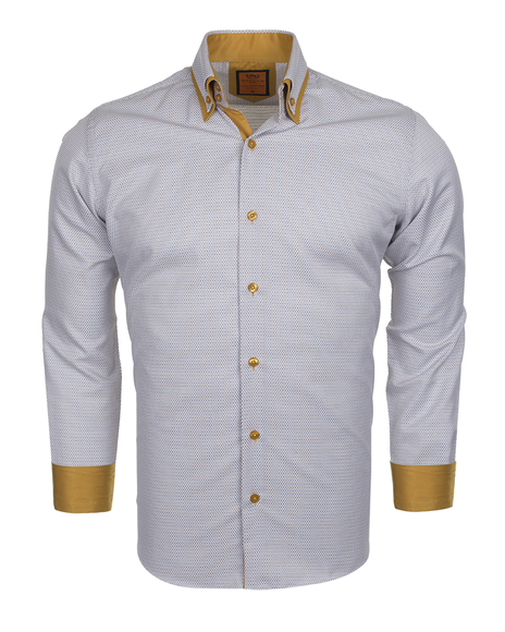 Luxury Double Collar Plain Long Sleeved Mens Shirt with Inside Details SL 5514