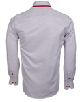 Luxury Double Collar Plain Long Sleeved Mens Shirt with Inside Details SL 5514 - Thumbnail