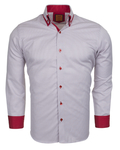 Luxury Double Collar Plain Long Sleeved Mens Shirt with Inside Details SL 5514 - Thumbnail