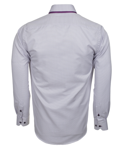 Luxury Double Collar Plain Long Sleeved Mens Shirt with Inside Details SL 5514