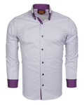 Luxury Double Collar Plain Long Sleeved Mens Shirt with Inside Details SL 5514 - Thumbnail