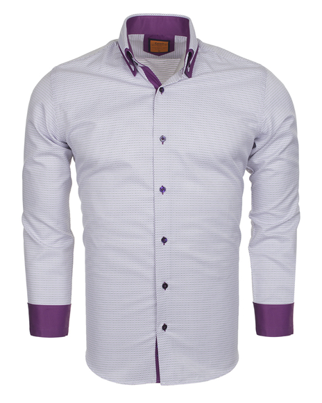 Luxury Double Collar Plain Long Sleeved Mens Shirt with Inside Details SL 5514