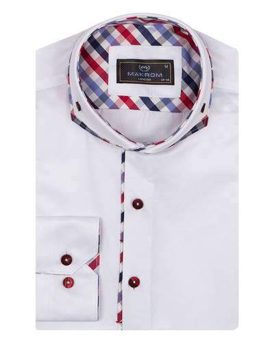 Oscar Banks - Luxury Double Collar Plain Long Sleeved Mens Shirt with Inside Details SL 7009 (1)