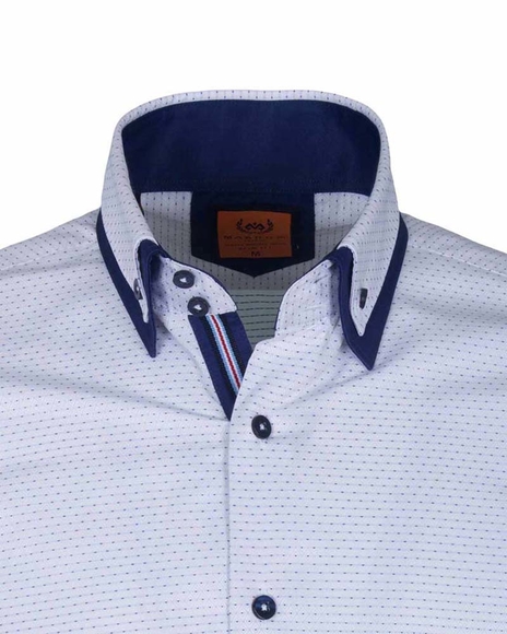 Luxury Double Collar Plain Thin Polka Dots Long Sleeved Mens Shirt SL 6627