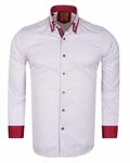 Luxury Double Collar Plain Thin Polka Dots Long Sleeved Mens Shirt SL 6627 - Thumbnail