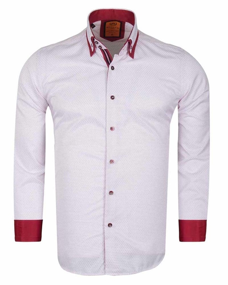 Luxury Double Collar Plain Thin Polka Dots Long Sleeved Mens Shirt SL 6627