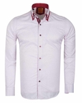 Luxury Double Collar Plain Thin Polka Dots Long Sleeved Mens Shirt SL 6627 - Thumbnail