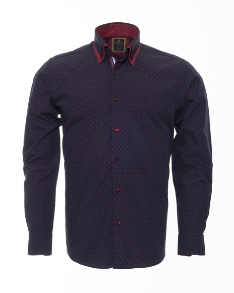 Luxury Double Collar Polka Dot Printed Long Sleeved Mens Shirt SL 6352