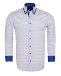 Luxury Double Collar Polka Dot Printed Long Sleeved Mens Shirt SL 6352 - Thumbnail