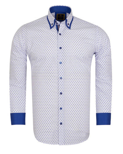 Luxury Double Collar Polka Dot Printed Long Sleeved Mens Shirt SL 6352