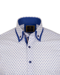 Luxury Double Collar Polka Dot Printed Long Sleeved Mens Shirt SL 6352 - Thumbnail