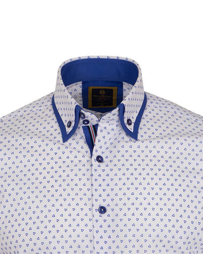 Luxury Double Collar Polka Dot Printed Long Sleeved Mens Shirt SL 6352