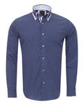 Luxury Double Collar Polka Dot Printed Long Sleeved Mens Shirt SL 6352 - Thumbnail