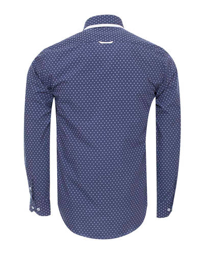 Luxury Double Collar Polka Dot Printed Long Sleeved Mens Shirt SL 6352