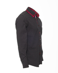 Luxury Double Collar Polka Dot Printed Long Sleeved Shirt SL 6391 - Thumbnail