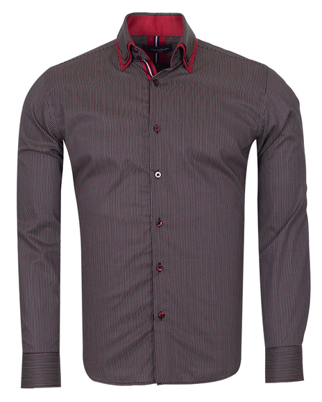 Oscar Banks - Luxury Double Collar Striped Mens Long Sleeved Mens Shirt SL 6741