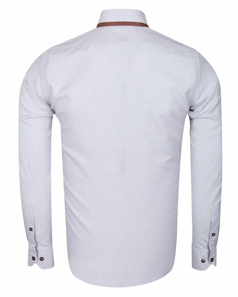 Luxury Double Collar Textured Long Sleeved Mens Shirt SL 6616