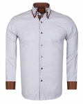 Luxury Double Collar Textured Long Sleeved Mens Shirt SL 6616 - Thumbnail