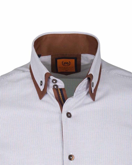 Luxury Double Collar Textured Long Sleeved Mens Shirt SL 6616