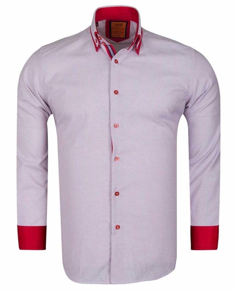 Luxury Double Collar Textured Long Sleeved Mens Shirt SL 6616