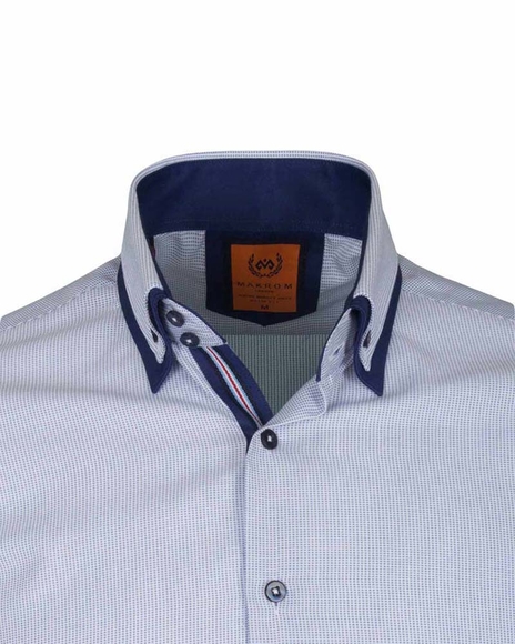 Luxury Double Collar Textured Long Sleeved Mens Shirt SL 6616