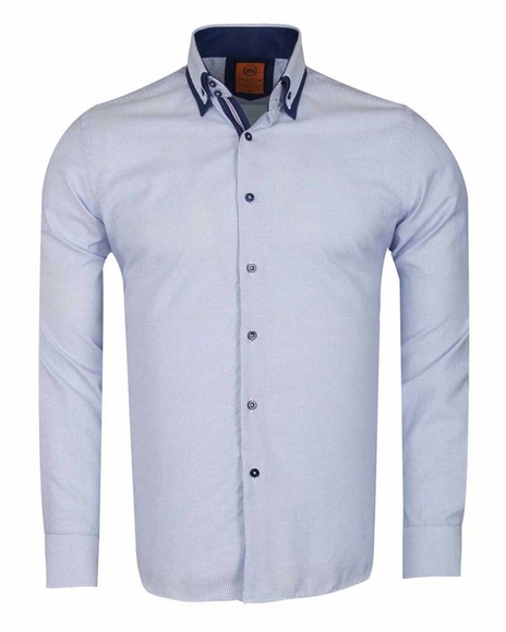 Luxury Double Collar Textured Long Sleeved Mens Shirt SL 6616